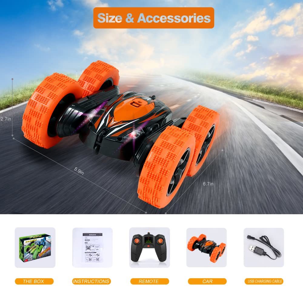 Rc Stunt Cars: Double Sided 360°Flip Rotating 4WD Race Car Toy For Outdoor & Indoor Birthday Gift