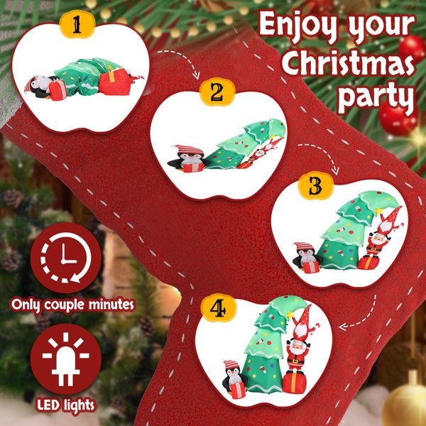6 FT Lighted Christmas Inflatable Decoration, Inflatable Christmas Tree with Elf and Santa Claus, Funny Blow Up Yard Decorations with Built-in LED Lights for Holiday Party Front Yard Lawn Garden Decor