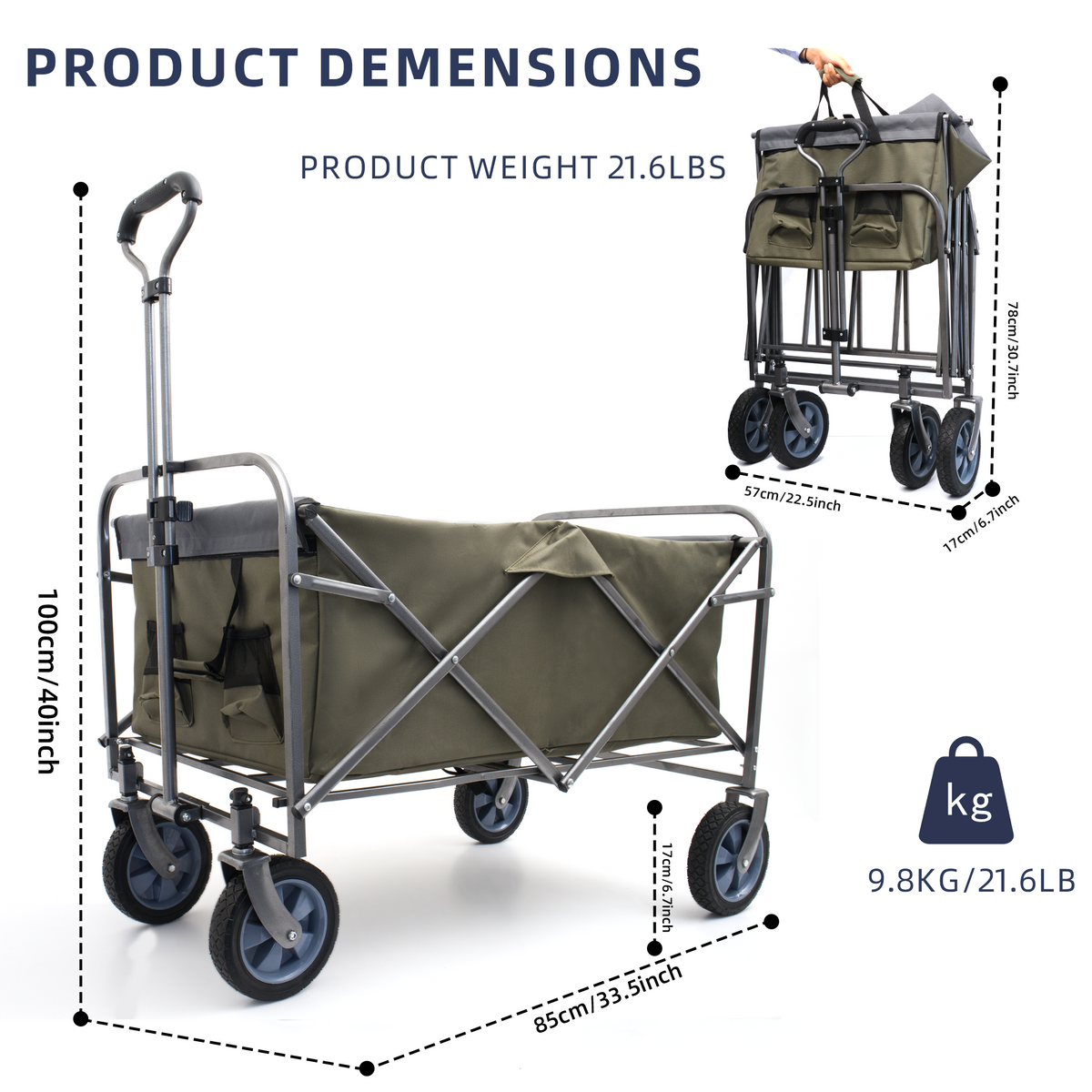 Outdoor Garden Multipurpose Micro Collapsible Beach Trolley Cart Camping Folding Wagon