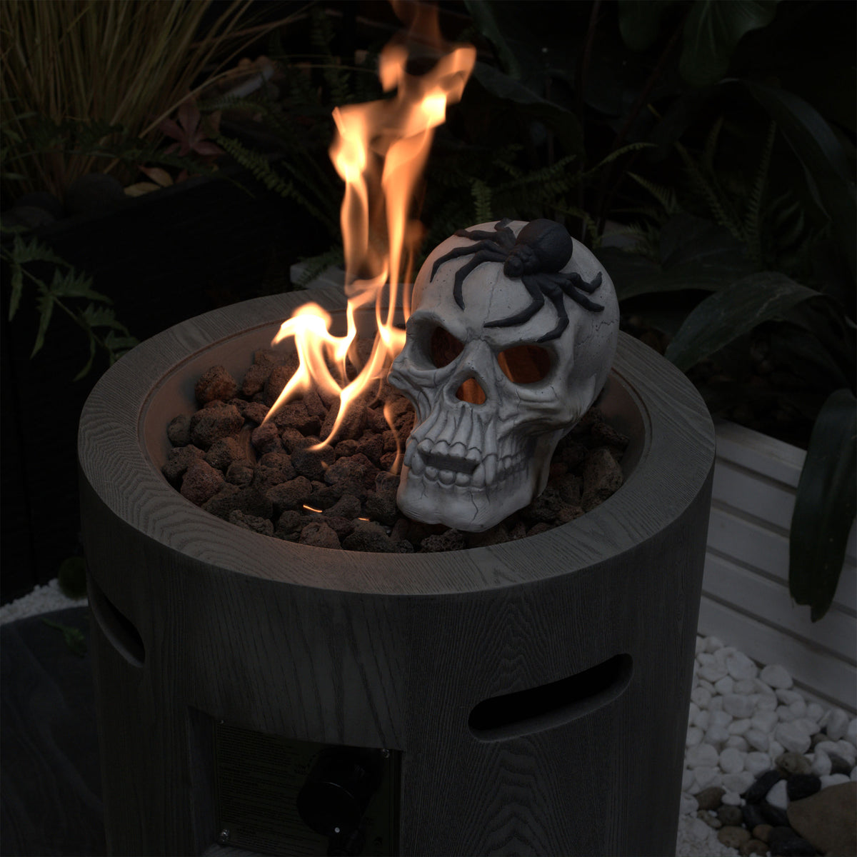 Fire Pit Demon Skull Gas Log for Ventless & Vent Free, Propane, Gel, Ethanol, Electric, Outdoor Fireplace and Fire Pit, Halloween Decor - Patent Pending