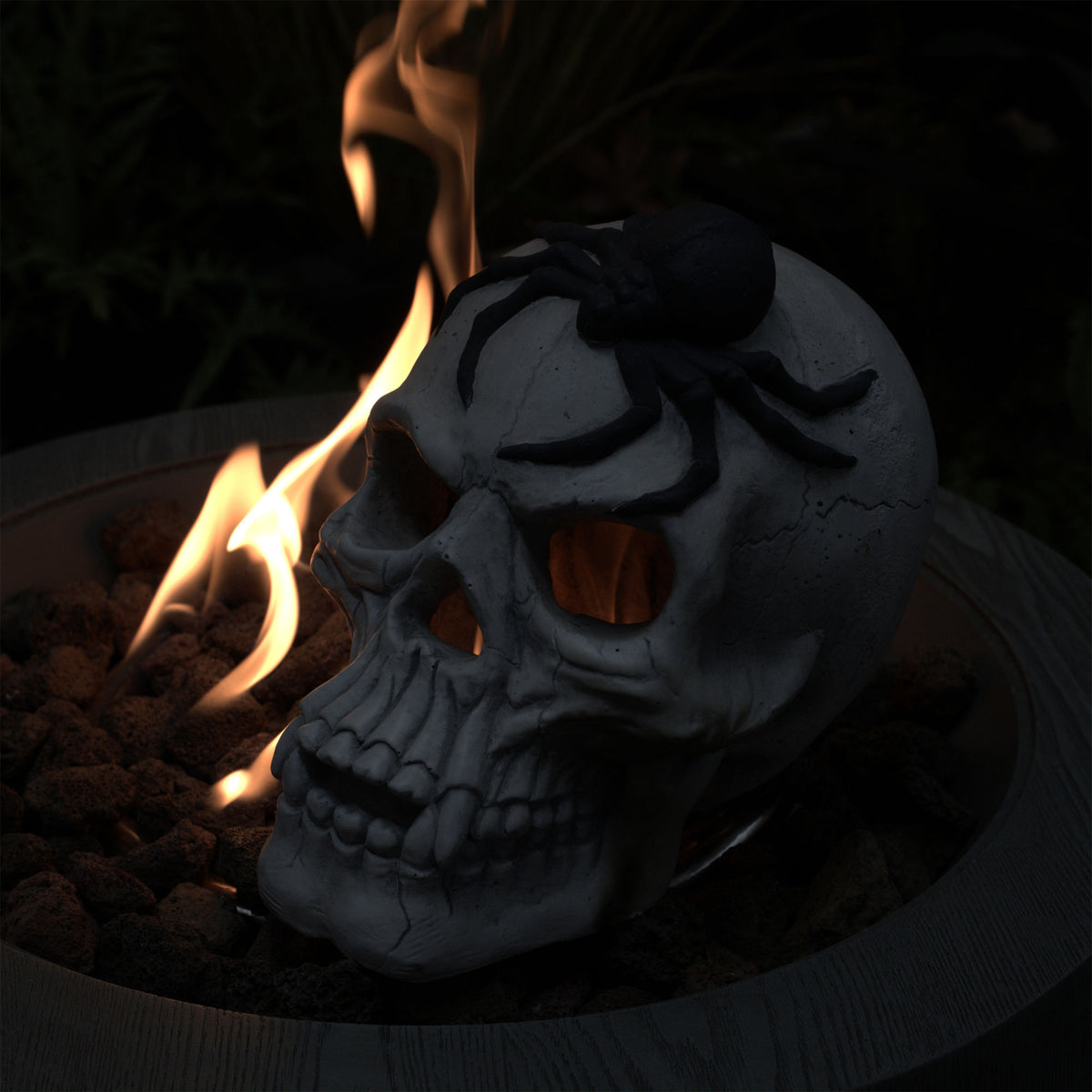 Fire Pit Demon Skull Gas Log for Ventless & Vent Free, Propane, Gel, Ethanol, Electric, Outdoor Fireplace and Fire Pit, Halloween Decor - Patent Pending