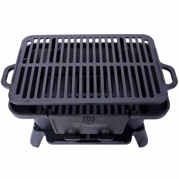 Oval Cast Iron Grill Outdoor, Portable Charcoal Grill and Tabletop Cast Iron Skillet - 100% Cast Iron, Enameled, Durable, Small Charcoal Grill, Camping Stove, Hibachi Grill