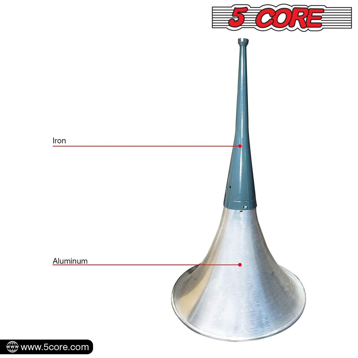 5 Core PA Horn Speaker Indoor Outdoor 22 Inch Long Range Trumpet Horn - Loud Sound Megaphone +Mounting Bracket | Aluminum-Iron Body | Universal Screw-On | Weatherproof - TH 22