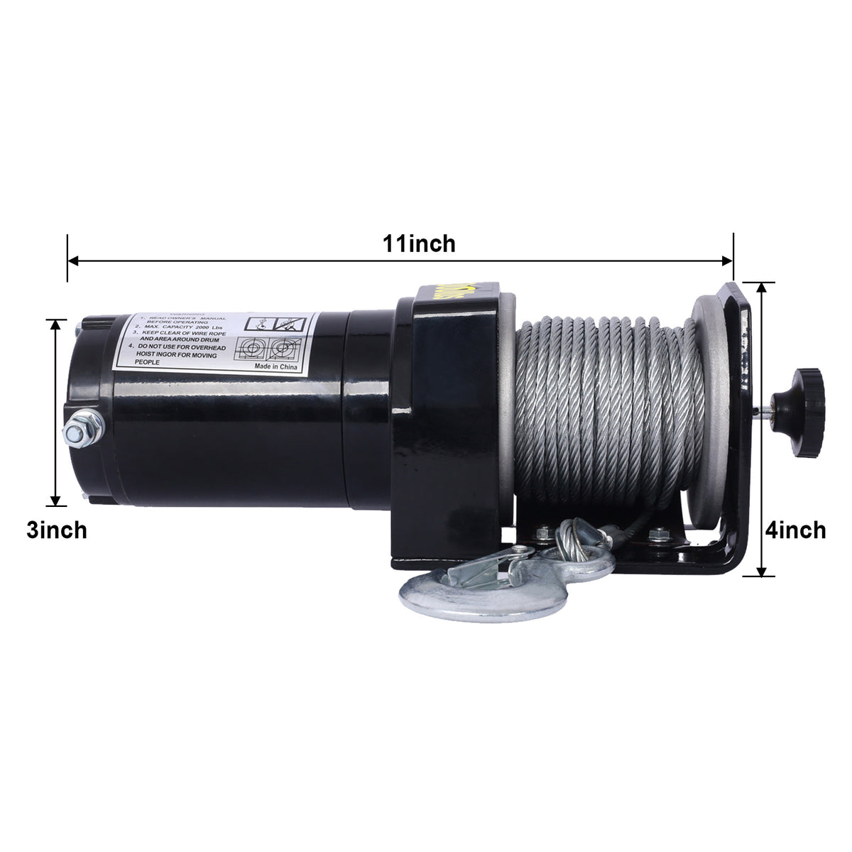 2000lb 12V ATV/UTV Electric Winch, Off-Road Waterproof Steel Cable Winch for ATV UTV Towing Trailer Winch