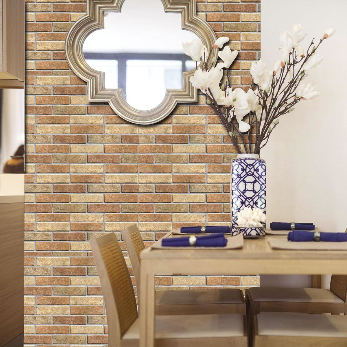 20 Pcs 3D Stereo Wall Stickers Self-adhesive Wallpaper Brick Pattern Creative 3D Peel And Stick Heatproof Vinyl