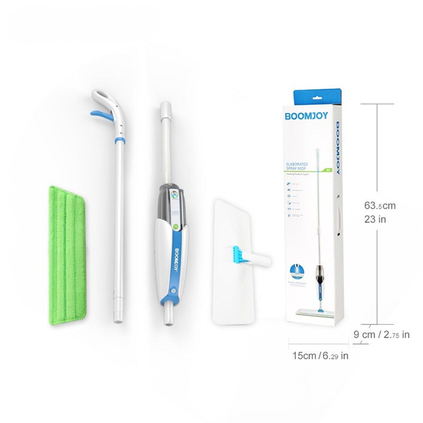 Washable mat spray mop - superfine fiber mop with 300ML reusable bottle, suitable for wood, hardwood, laminate, ceramic tile, etc
