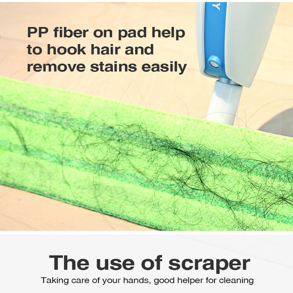 Washable mat spray mop - superfine fiber mop with 300ML reusable bottle, suitable for wood, hardwood, laminate, ceramic tile, etc