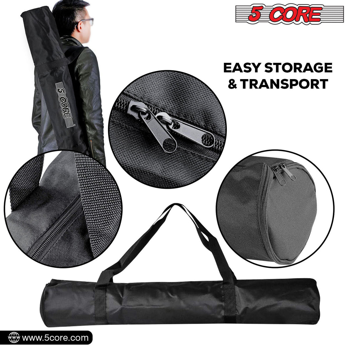 5 Core Speaker Stand Tripod Floor Heavy Duty Adjustable Up to 72 Inch DJ Studio Monitor Stands Pole Mount  - SS HD 1PK BLK BAG