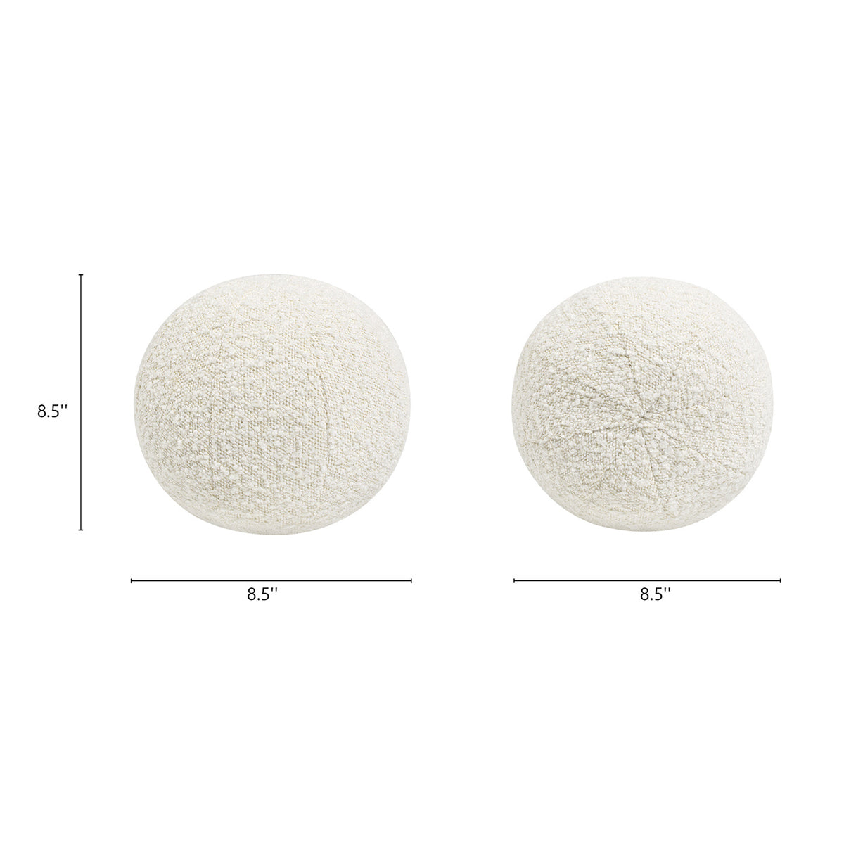 Luna 12" Round Sphere Accent Ball Throw Pillow, Ivory White Boucle