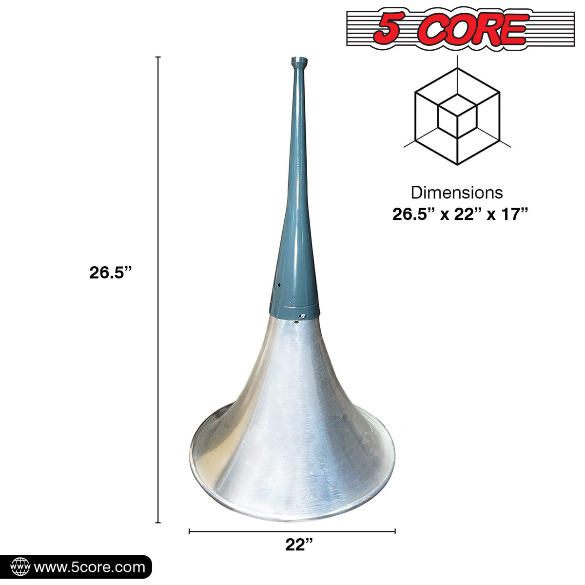 5 Core PA Horn Speaker Indoor Outdoor 22 Inch Long Range Trumpet Horn - Loud Sound Megaphone +Mounting Bracket | Aluminum-Iron Body | Universal Screw-On | Weatherproof - TH 22