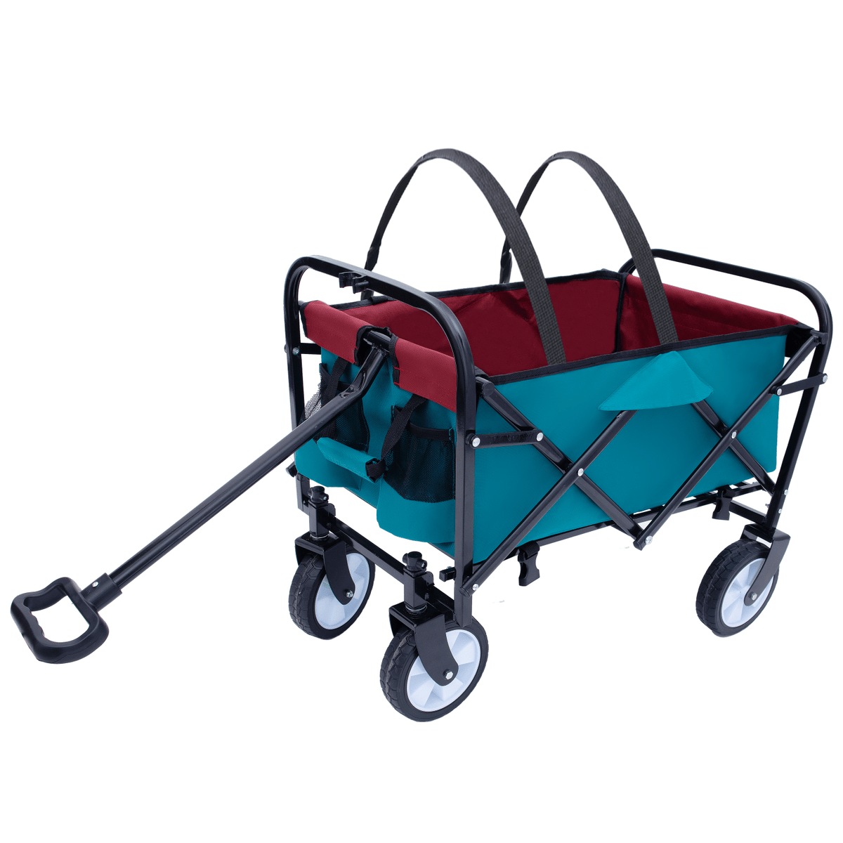 Minimeetall Multi-use Bag,Collapsible Foldable Wagon Cart Beach Wagon Heavy Duty Utility Cart Utility Wagon Grocery Cart for for Camping 3pcs plastic Liner bag /Cover , Cyan