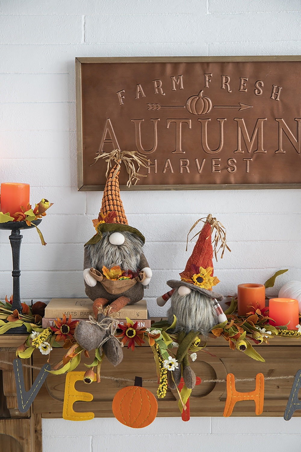 2pcs 10.2x8.7x24.5" Fabric Sitting Brown Gnome With Maple Leaf, for Holiday Harvest Festival Fall Festival & Thanksgiving Table Decorations