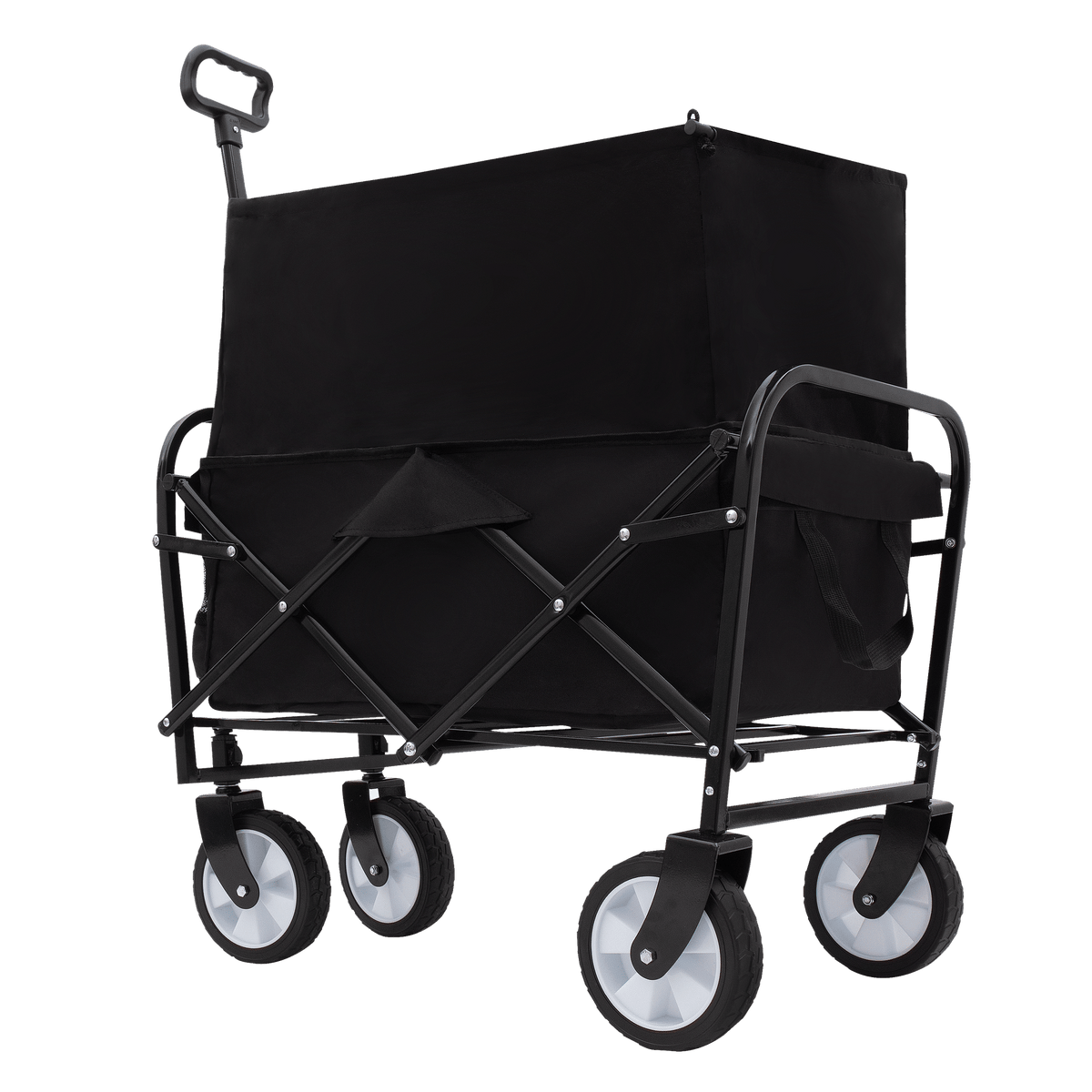 Collapsible Foldable Wagon Cart Beach Wagon Heavy Duty Utility Cart Utility Wagon Grocery Cart for for Camping Shopping Sports Gardeing Fishing Supports 225lbs ,All-Terrain Wheels black