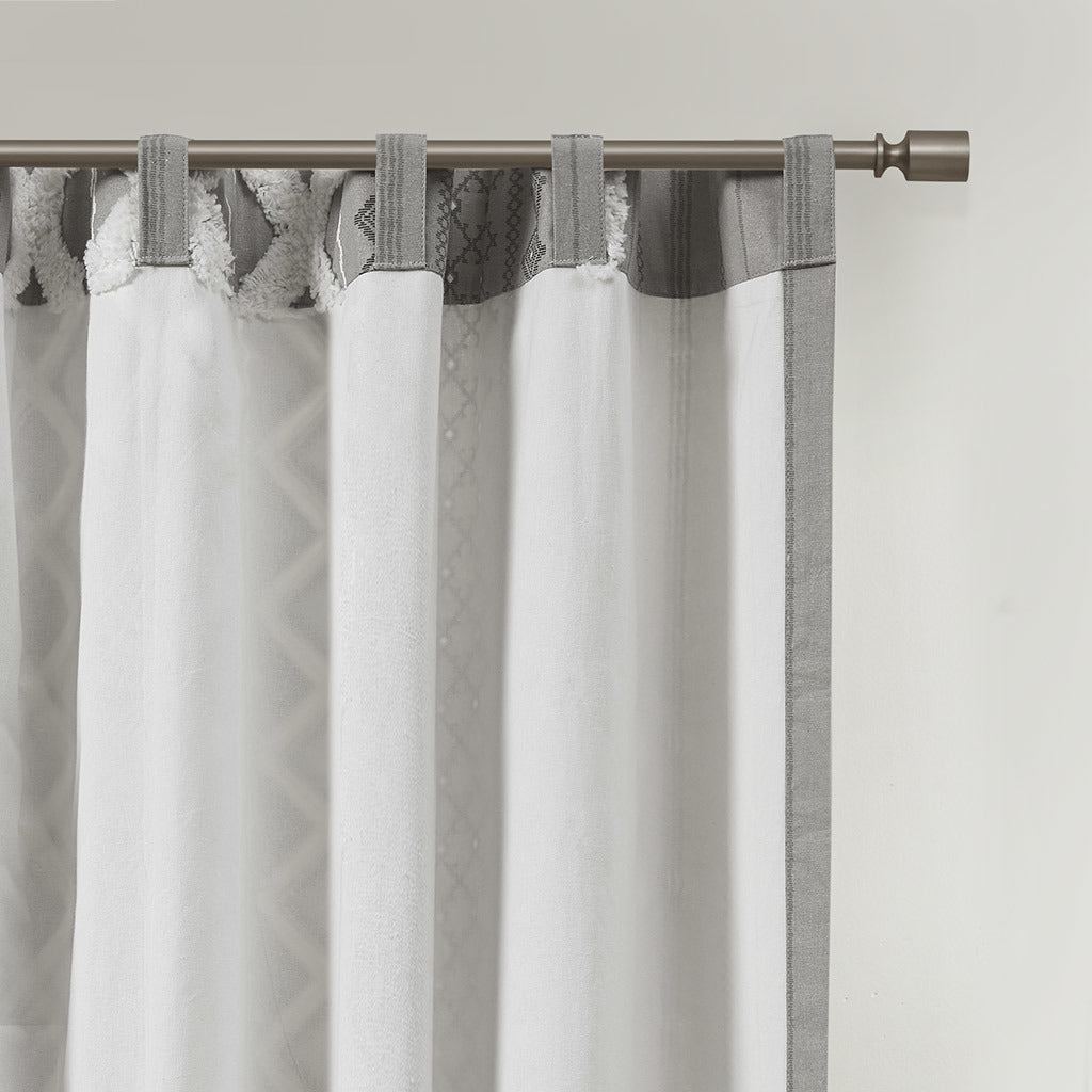 Cotton Printed Curtain Panel with Chenille Stripe and Lining