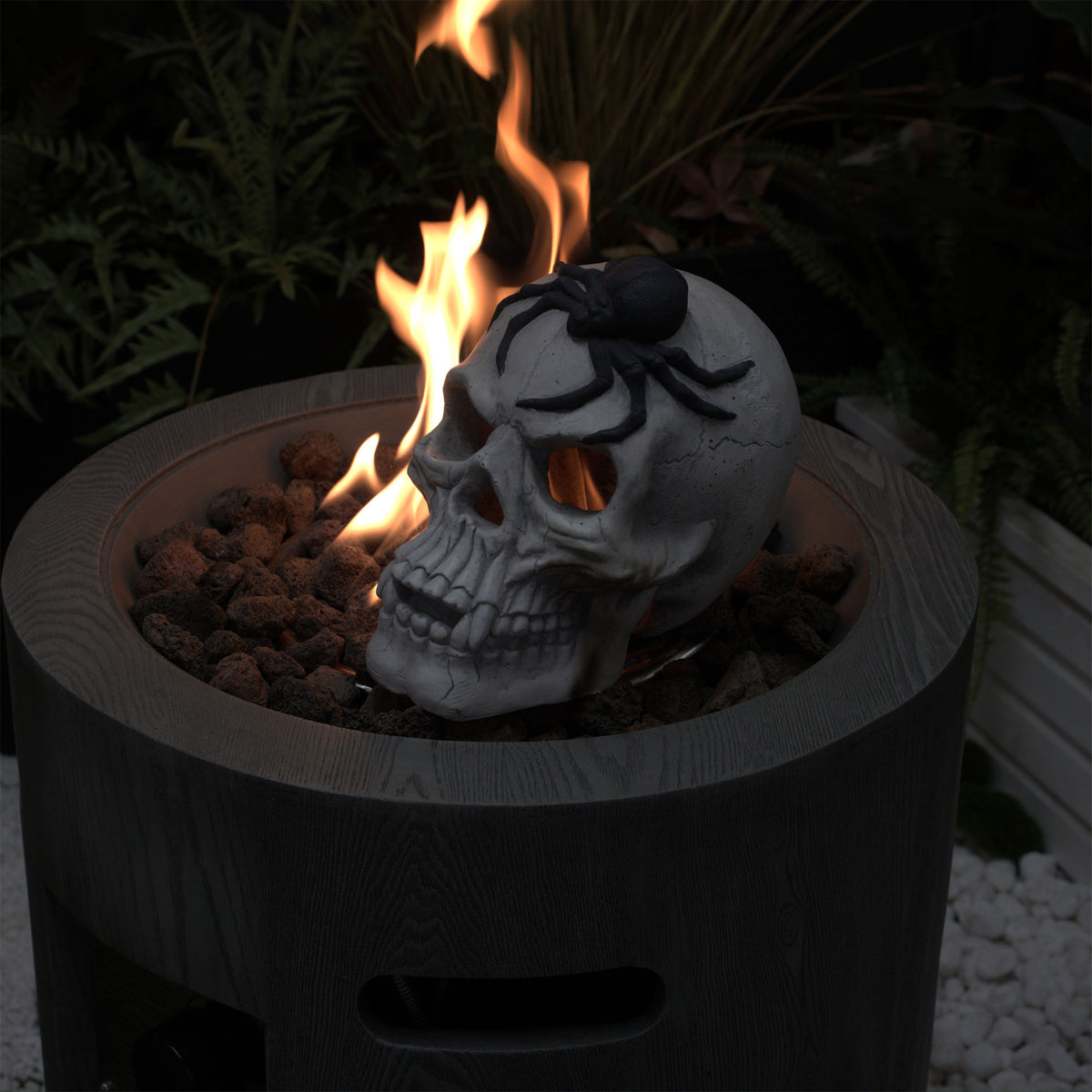 Fire Pit Demon Skull Gas Log for Ventless & Vent Free, Propane, Gel, Ethanol, Electric, Outdoor Fireplace and Fire Pit, Halloween Decor - Patent Pending