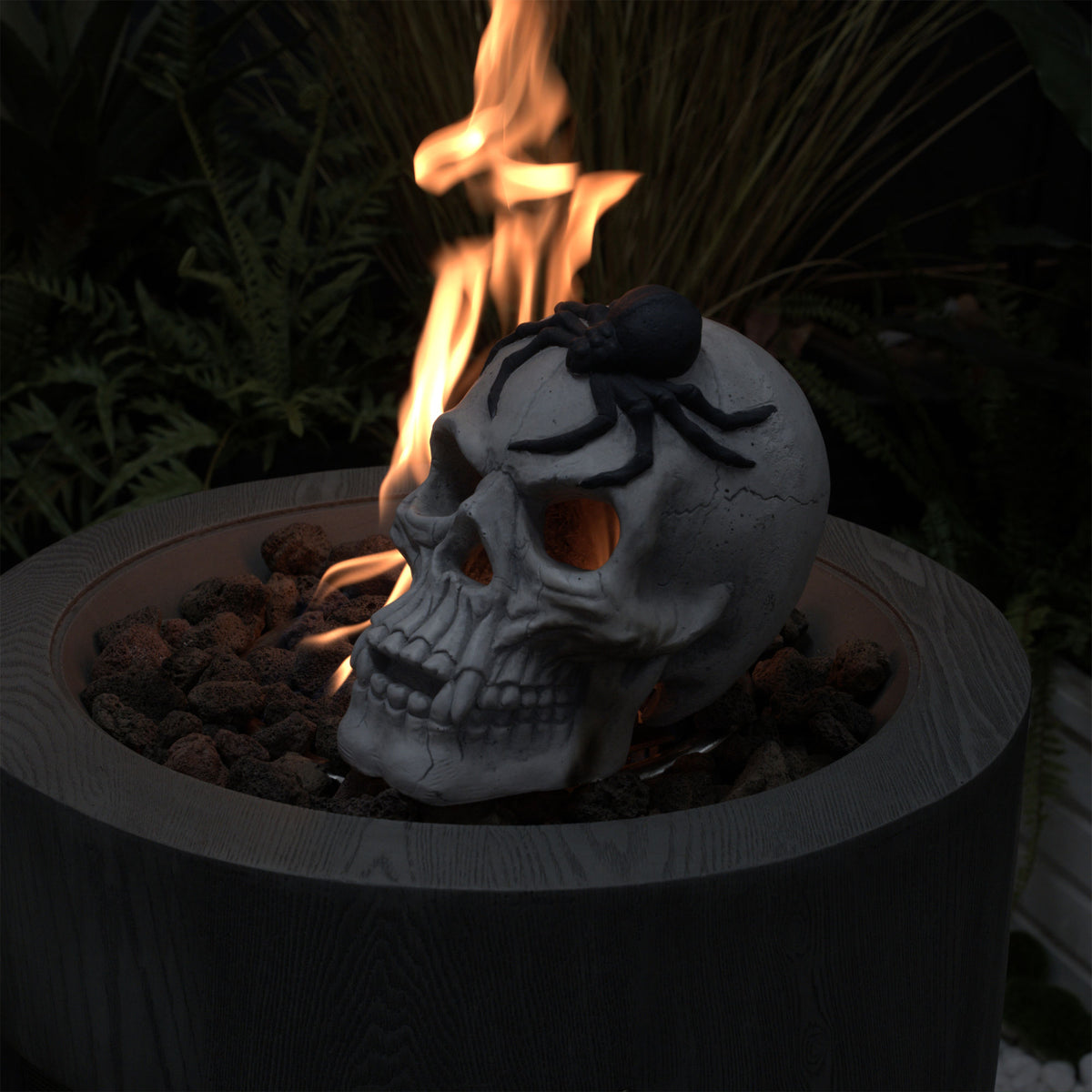 Fire Pit Demon Skull Gas Log for Ventless & Vent Free, Propane, Gel, Ethanol, Electric, Outdoor Fireplace and Fire Pit, Halloween Decor - Patent Pending