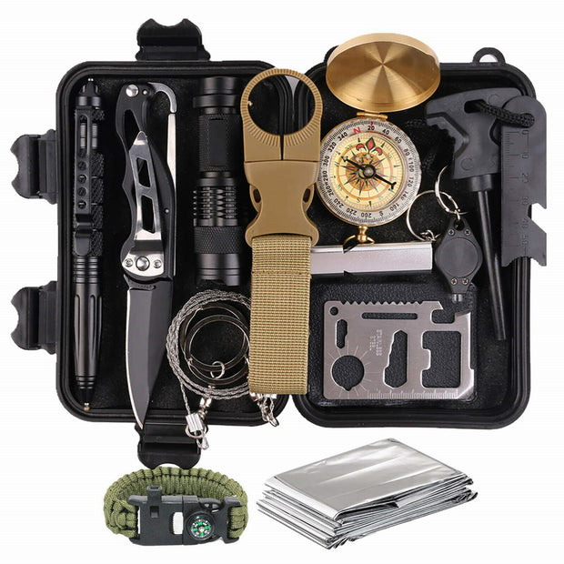 14-In-1 Outdoor Camp Kit Camping Hiking Tactical Gear Case Set Box