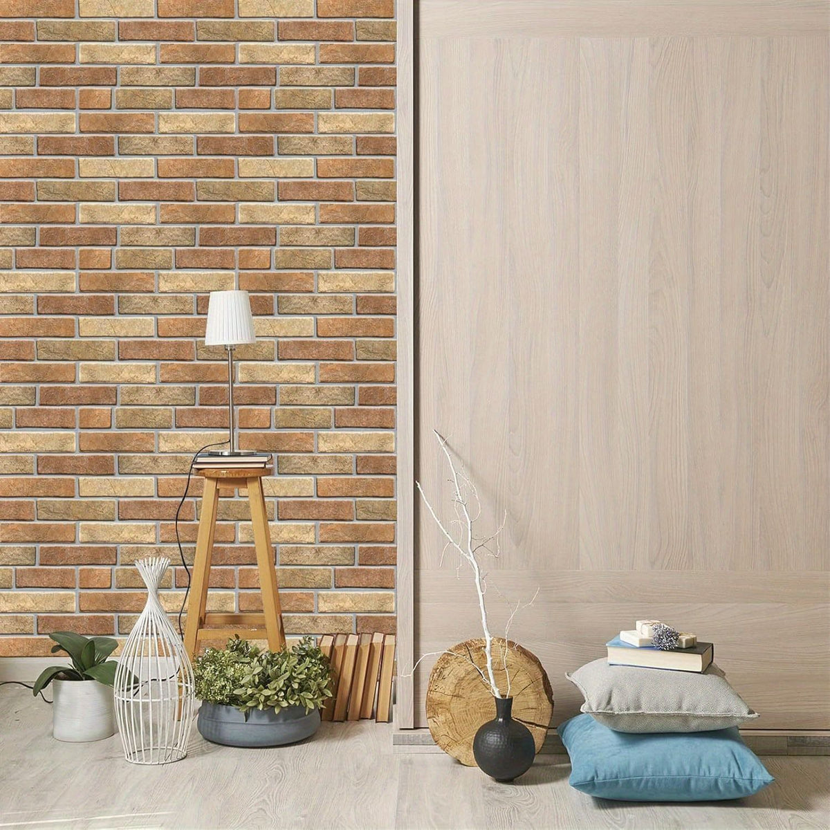 20 Pcs 3D Stereo Wall Stickers Self-adhesive Wallpaper Brick Pattern Creative 3D Peel And Stick Heatproof Vinyl