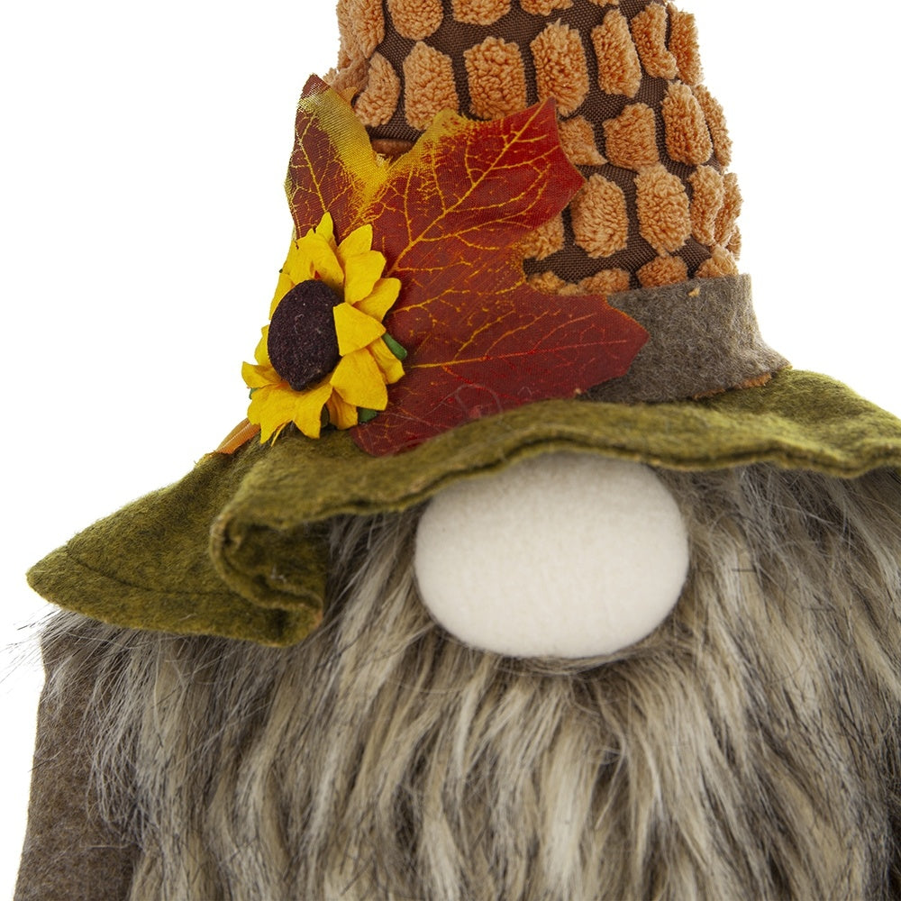 2pcs 10.2x8.7x24.5" Fabric Sitting Brown Gnome With Maple Leaf, for Holiday Harvest Festival Fall Festival & Thanksgiving Table Decorations