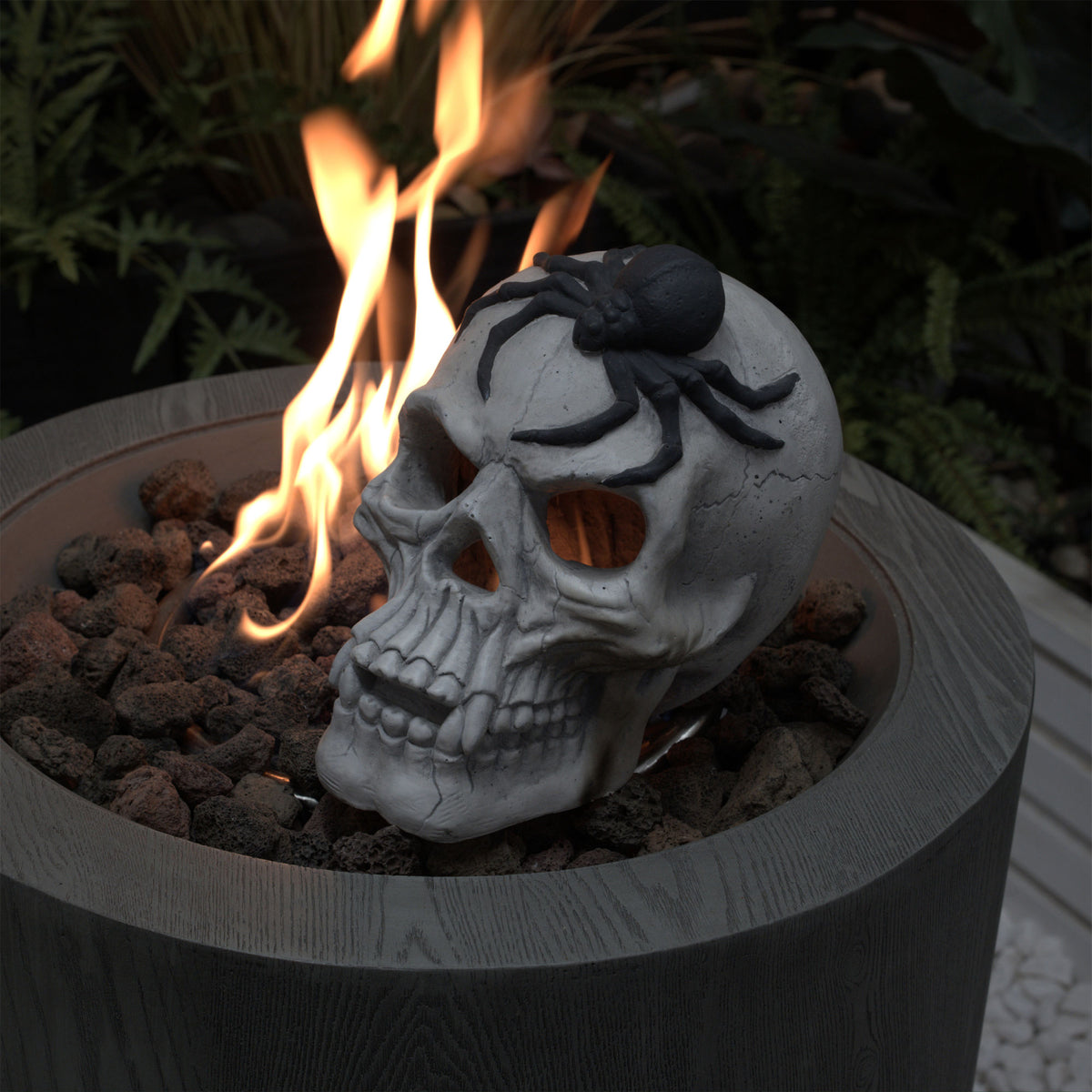 Fire Pit Demon Skull Gas Log for Ventless & Vent Free, Propane, Gel, Ethanol, Electric, Outdoor Fireplace and Fire Pit, Halloween Decor - Patent Pending