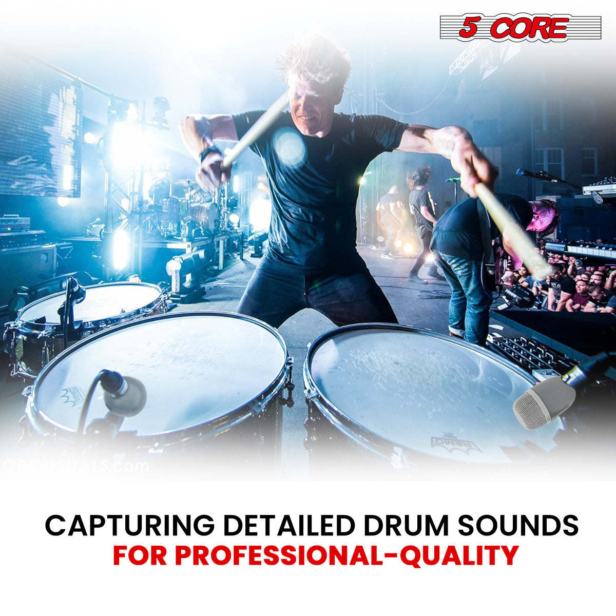 Tom Mic 1Piece Wired Cardioid Bass Drum Microphone Kit High SPL Instrument Microfono w XLR Connection- 5 Core Tom XP