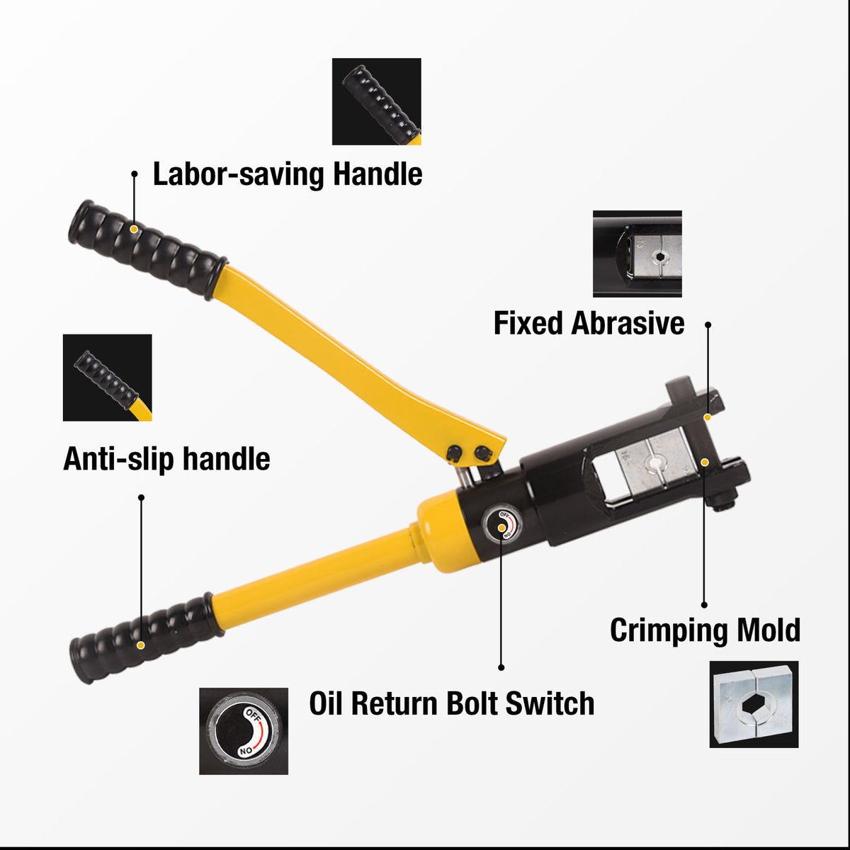 12 Ton 8 AWG-4/0 AWG Wire Hand Hydraulic Crimping Tool, Hydraulic Crimping Tool Set Cable Lug Terminal Crimper With 8 Pairs of Dies