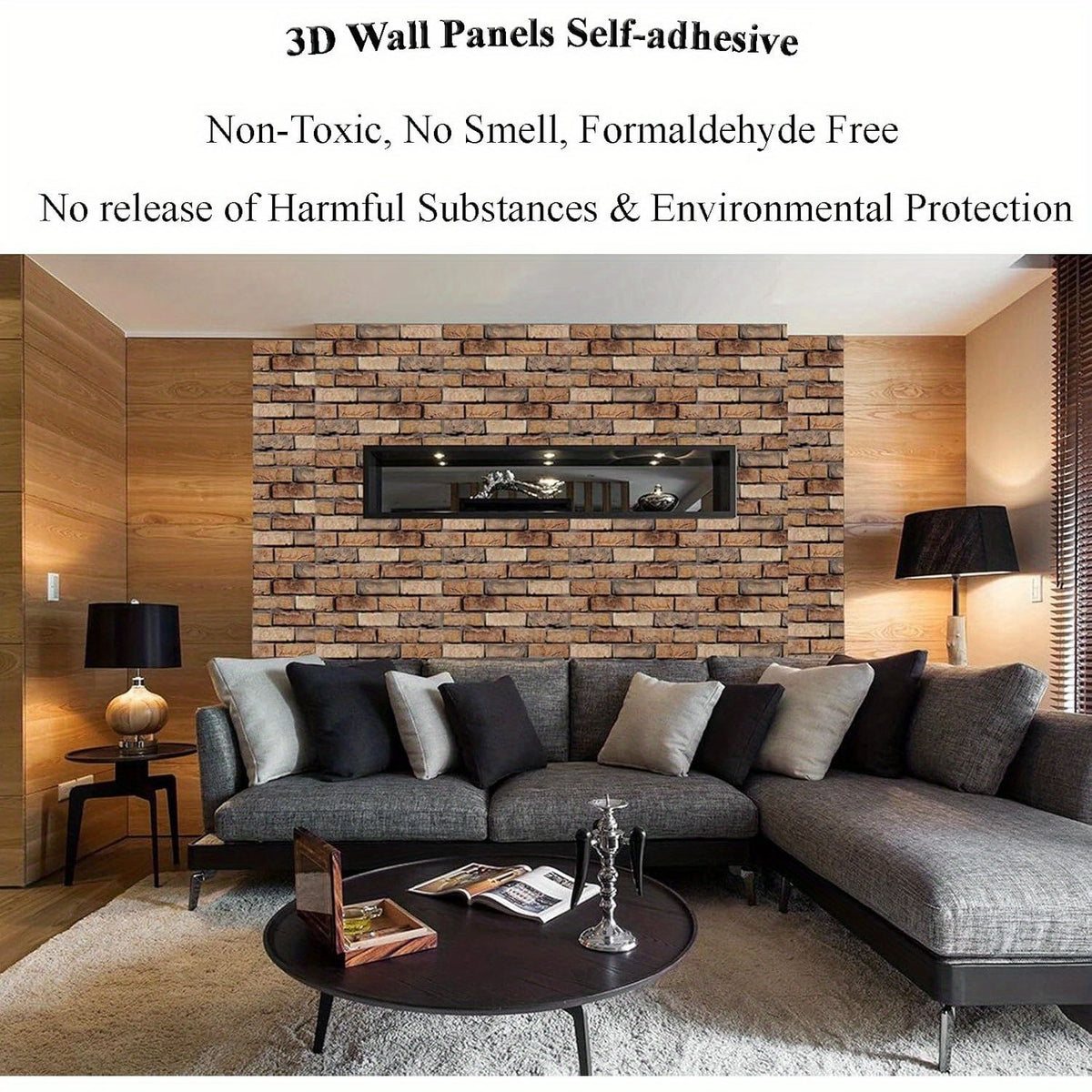 20 Pcs 3D Stereo Wall Stickers Self-adhesive Wallpaper Brick Pattern Creative 3D Peel And Stick Heatproof Vinyl