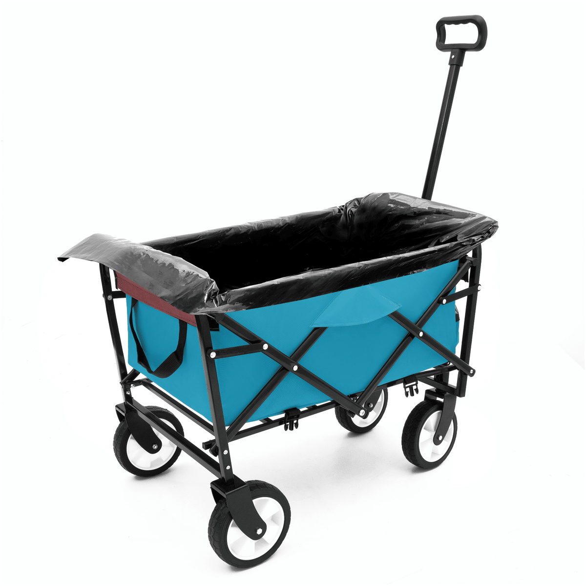 Minimeetall Multi-use Bag,Collapsible Foldable Wagon Cart Beach Wagon Heavy Duty Utility Cart Utility Wagon Grocery Cart for for Camping 3pcs plastic Liner bag /Cover , Cyan