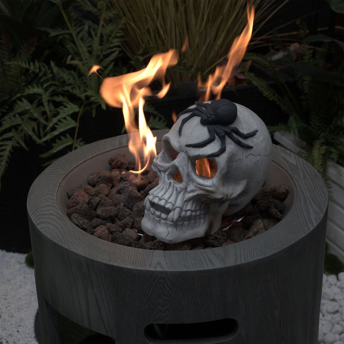 Fire Pit Demon Skull Gas Log for Ventless & Vent Free, Propane, Gel, Ethanol, Electric, Outdoor Fireplace and Fire Pit, Halloween Decor - Patent Pending