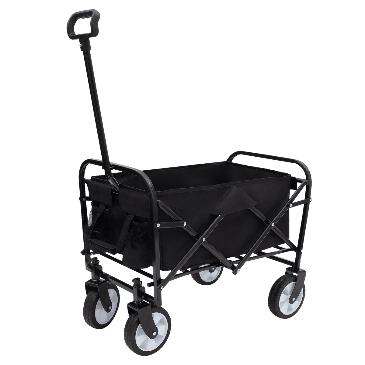 Collapsible Foldable Wagon Cart Beach Wagon Heavy Duty Utility Cart Utility Wagon Grocery Cart for for Camping Shopping Sports Gardeing Fishing Supports 225lbs ,All-Terrain Wheels black