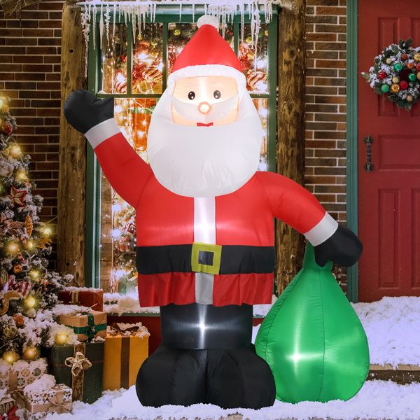 6 FT Lighted Christmas Inflatable Decoration, Inflatable Santa Claus with Large Gift Bag, Funny Blow Up Yard Decorations with Built-in LED Lights for Holiday Party Front Yard Lawn Garden Decor