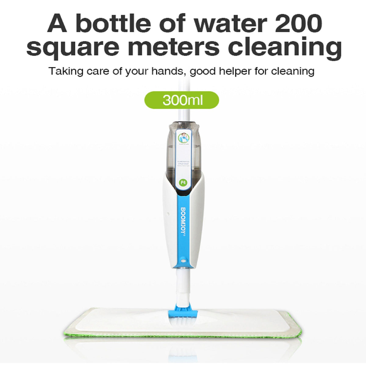 Washable mat spray mop - superfine fiber mop with 300ML reusable bottle, suitable for wood, hardwood, laminate, ceramic tile, etc