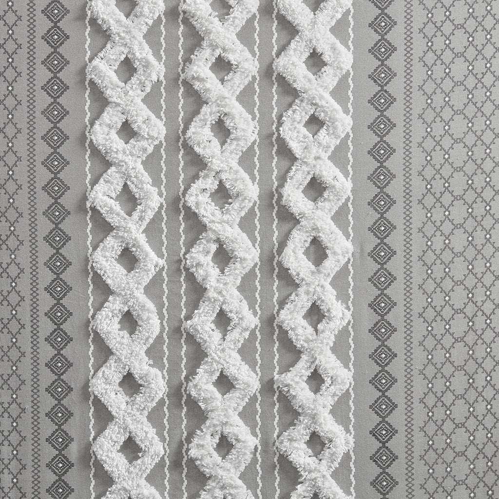 Cotton Printed Curtain Panel with Chenille Stripe and Lining