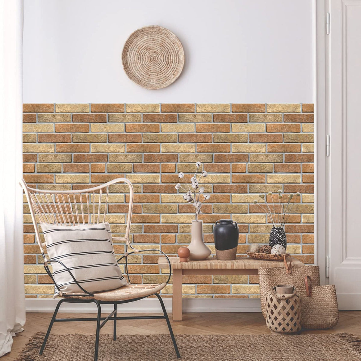 20 Pcs 3D Stereo Wall Stickers Self-adhesive Wallpaper Brick Pattern Creative 3D Peel And Stick Heatproof Vinyl
