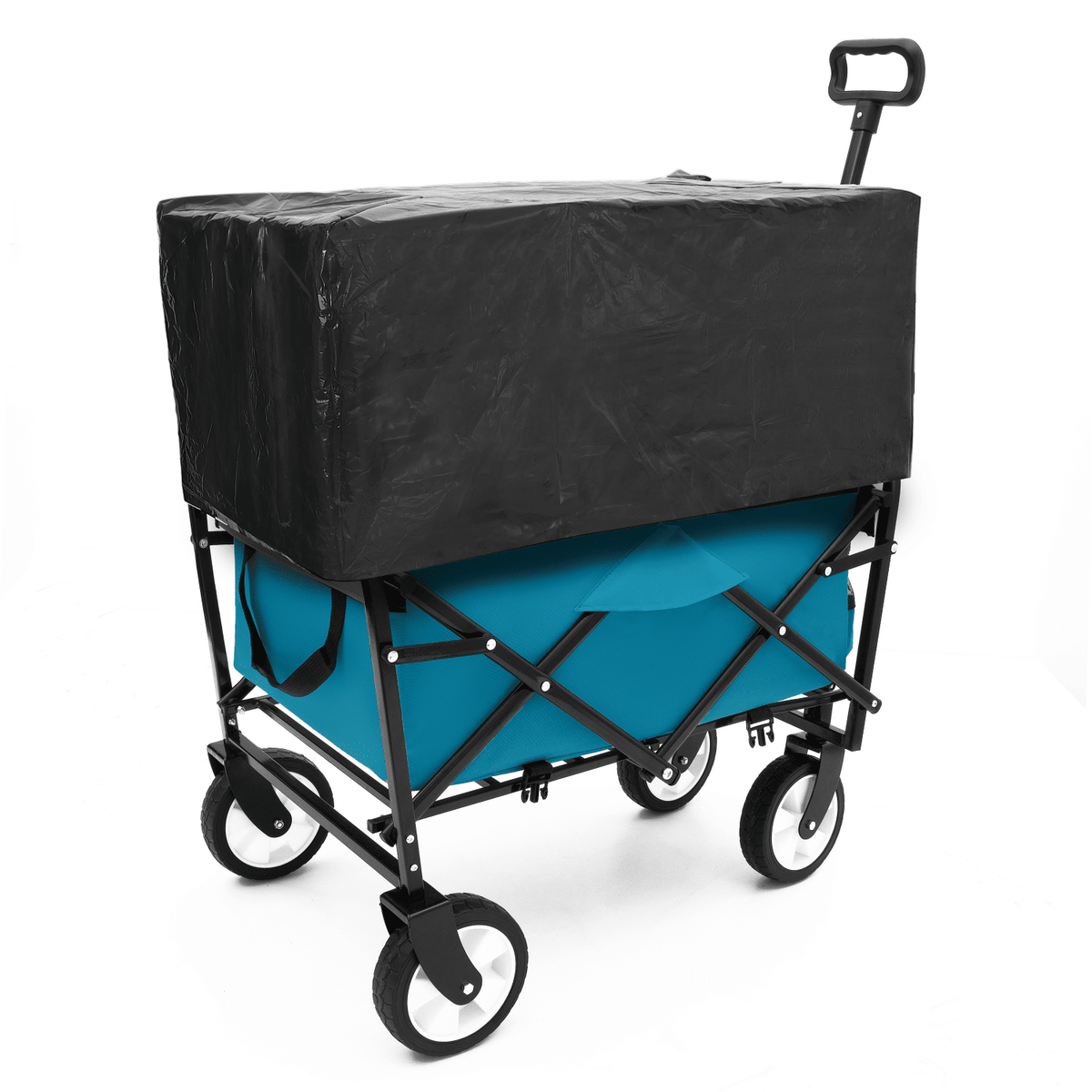 Minimeetall Multi-use Bag,Collapsible Foldable Wagon Cart Beach Wagon Heavy Duty Utility Cart Utility Wagon Grocery Cart for for Camping 3pcs plastic Liner bag /Cover , Cyan