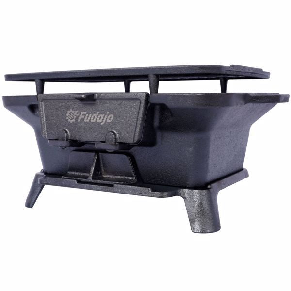 Oval Cast Iron Grill Outdoor, Portable Charcoal Grill and Tabletop Cast Iron Skillet - 100% Cast Iron, Enameled, Durable, Small Charcoal Grill, Camping Stove, Hibachi Grill