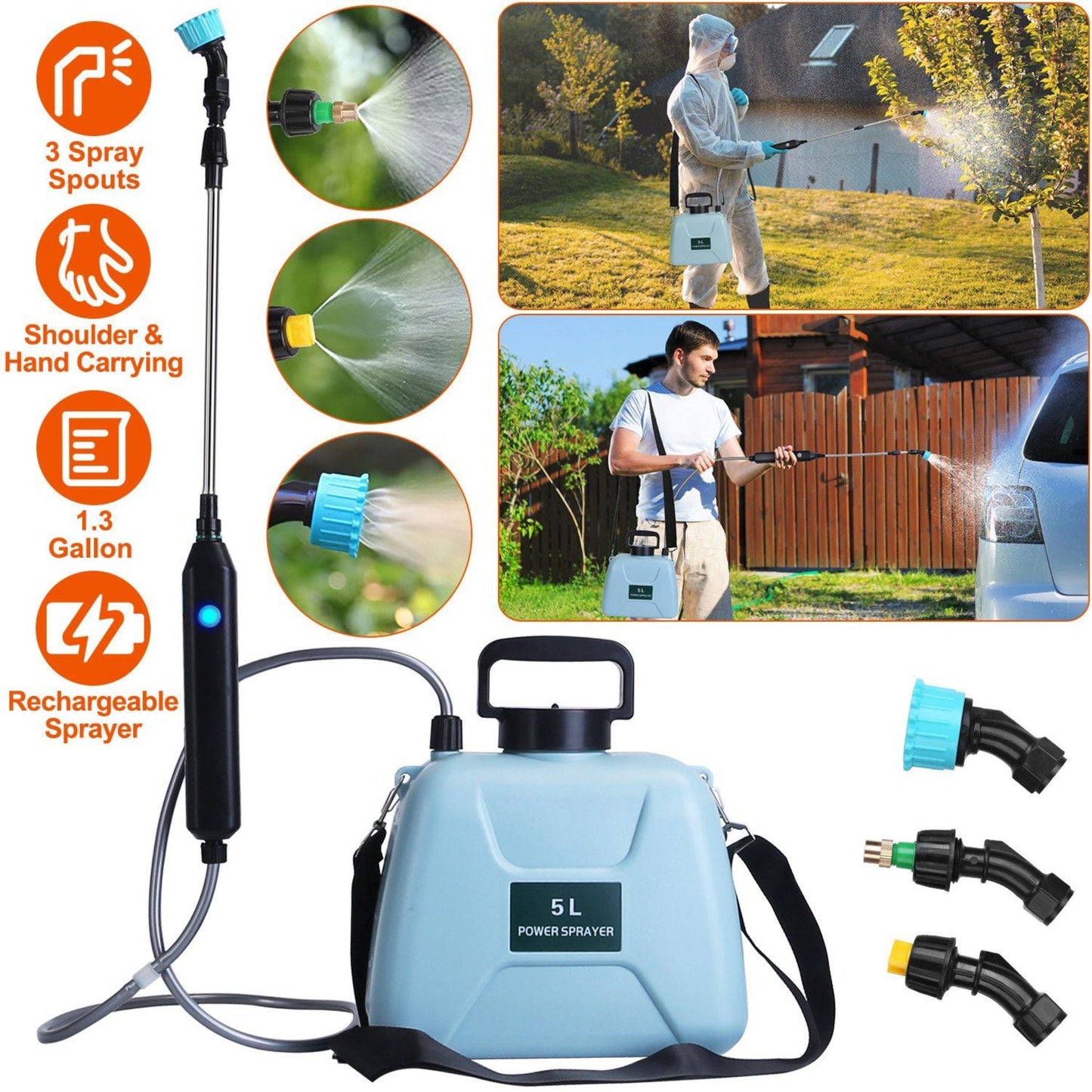 electric plant sprayer with multiple spray nozzles and usage scenarios