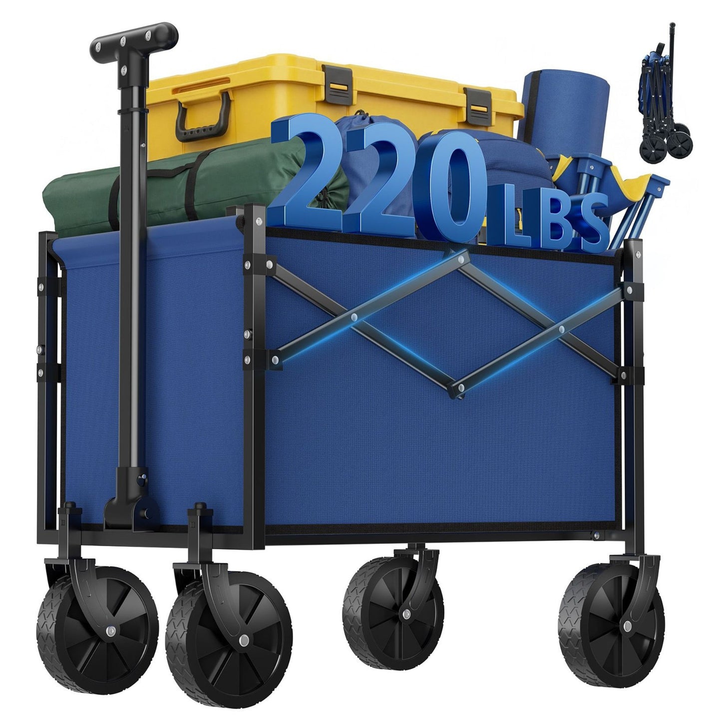 Heavy-Duty Foldable Utility Wagon – 220lb Capacity All-Terrain Cart