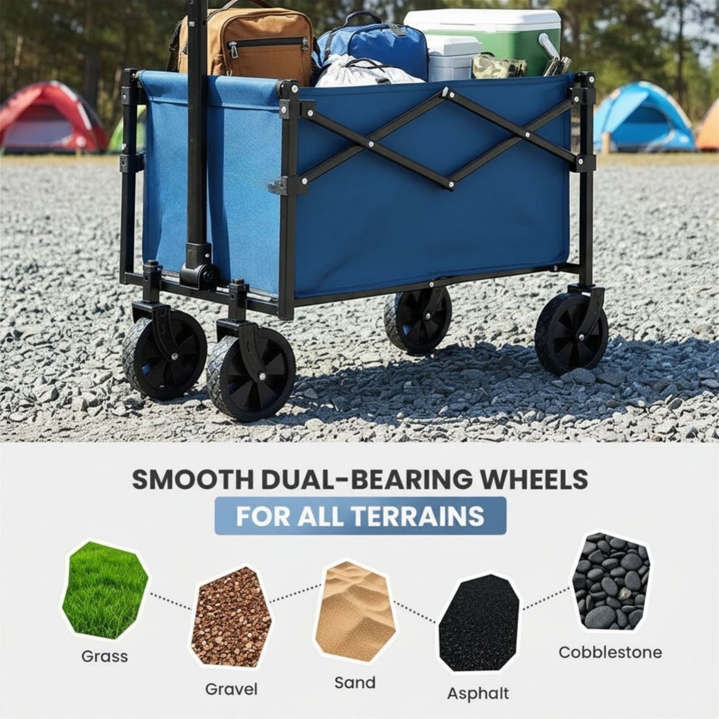 Heavy-Duty Foldable Utility Wagon – 220lb Capacity All-Terrain Cart