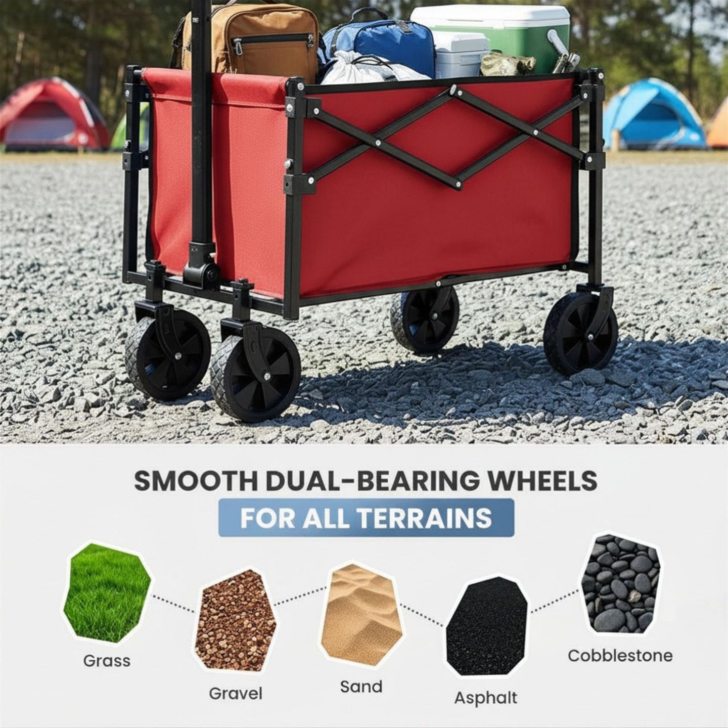 Heavy-Duty Foldable Utility Wagon – 220lb Capacity All-Terrain Cart