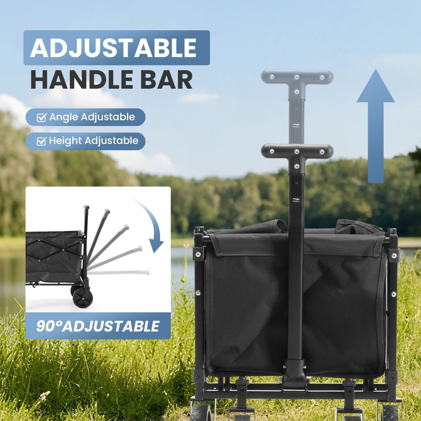 Heavy-Duty Foldable Utility Wagon – 220lb Capacity All-Terrain Cart