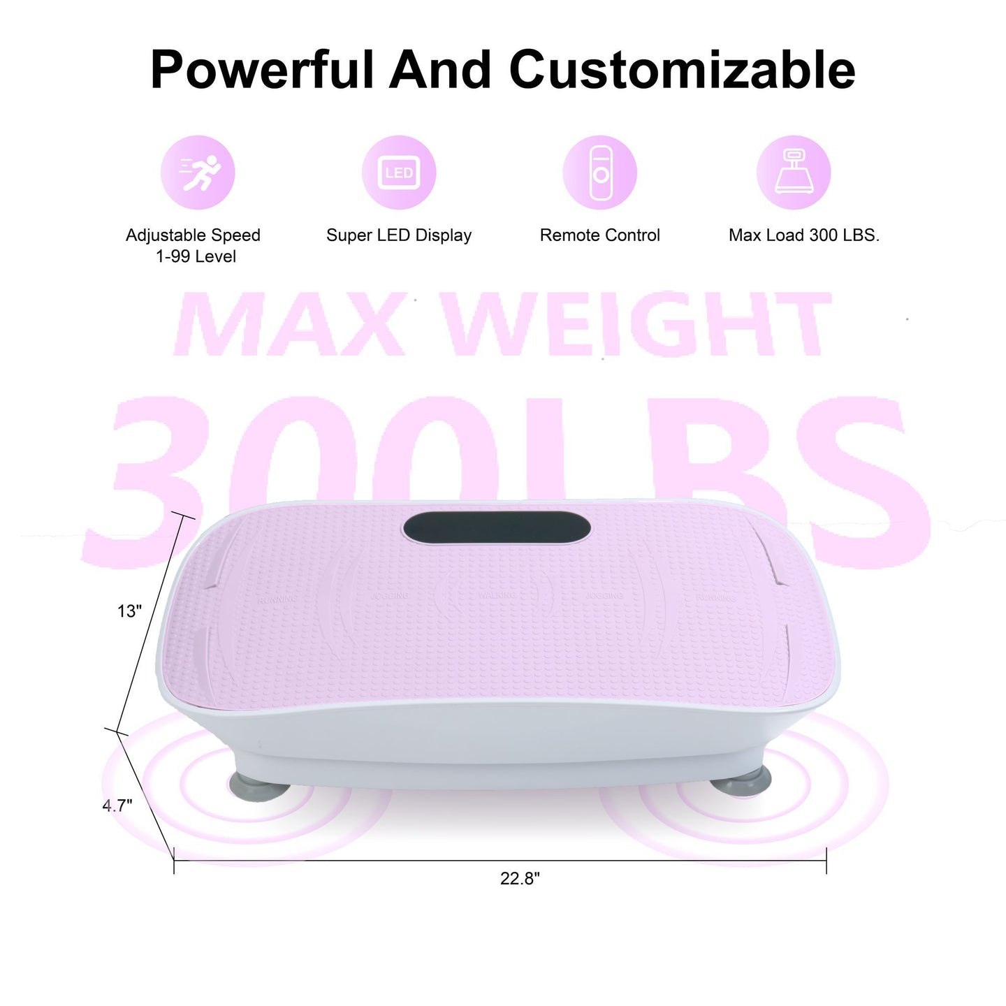 Crazy Fitness Vibration Platform: 10-Speed Smart Body Shaker & Fat Burner - Pink