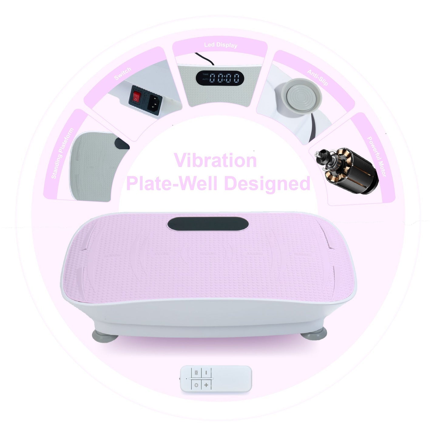 Crazy Fitness Vibration Platform: 10-Speed Smart Body Shaker & Fat Burner - Pink