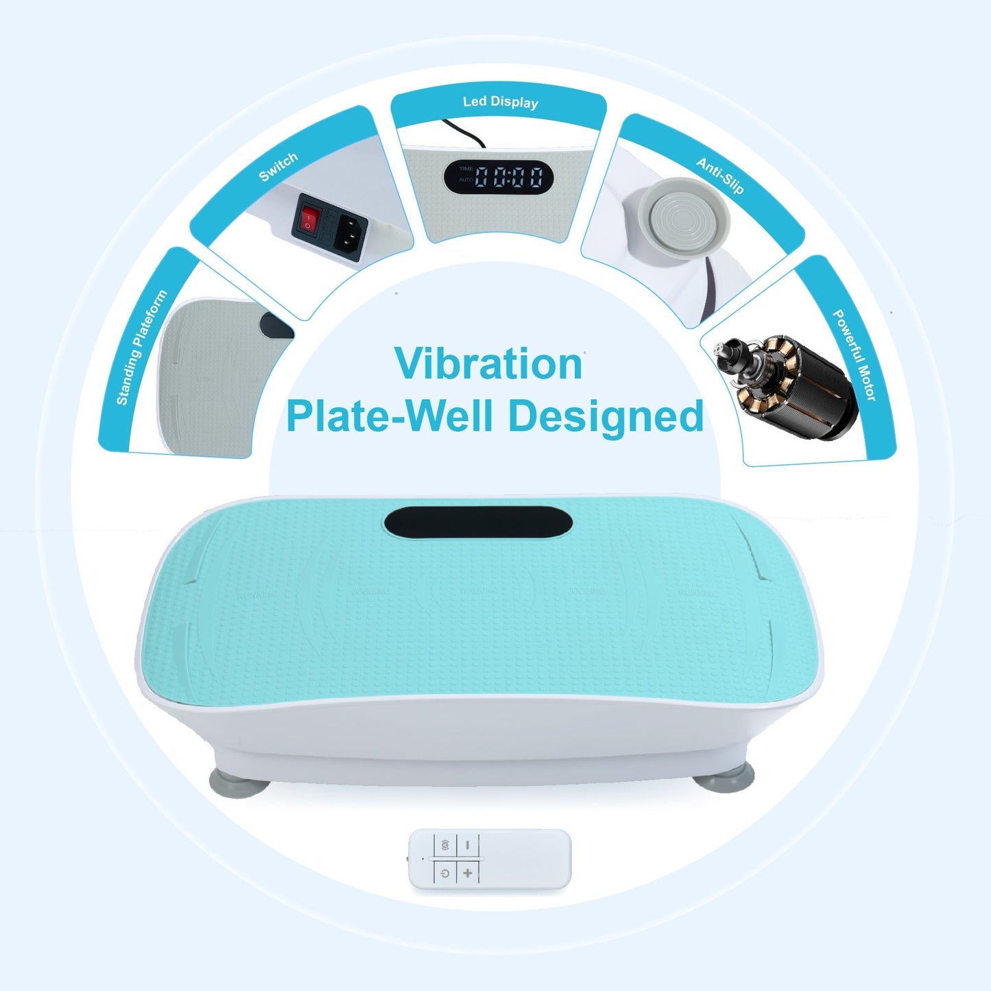 Crazy Fitness Vibration Platform: 10-Speed Smart Body Shaker & Fat Burner - Blue