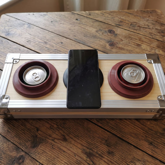 Vintage Wooden Car Cooler with Wireless Charger & Cup Holders