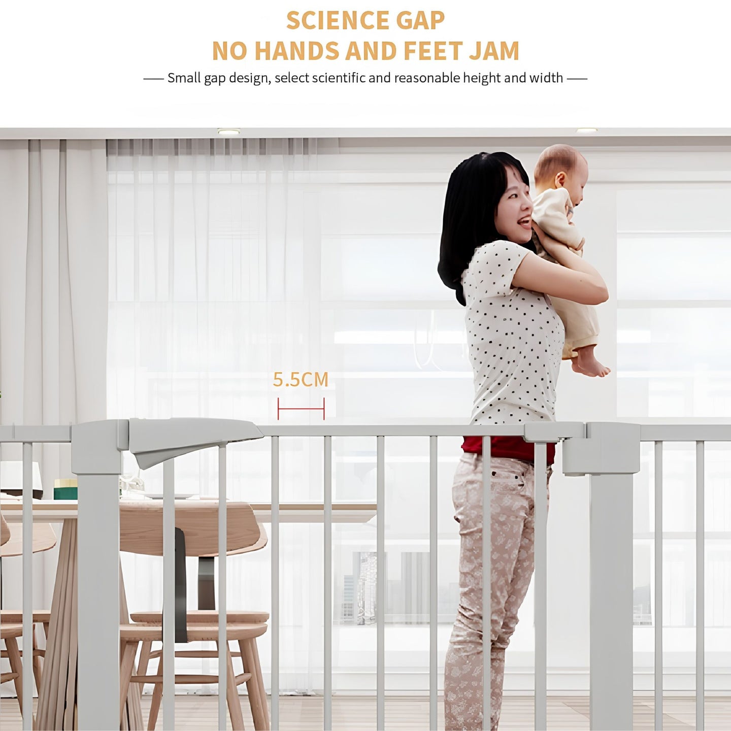 30" Extra Tall Baby Gate with Extensions (7/14/14cm) – No-Drill Pet & Child Safety Barrier