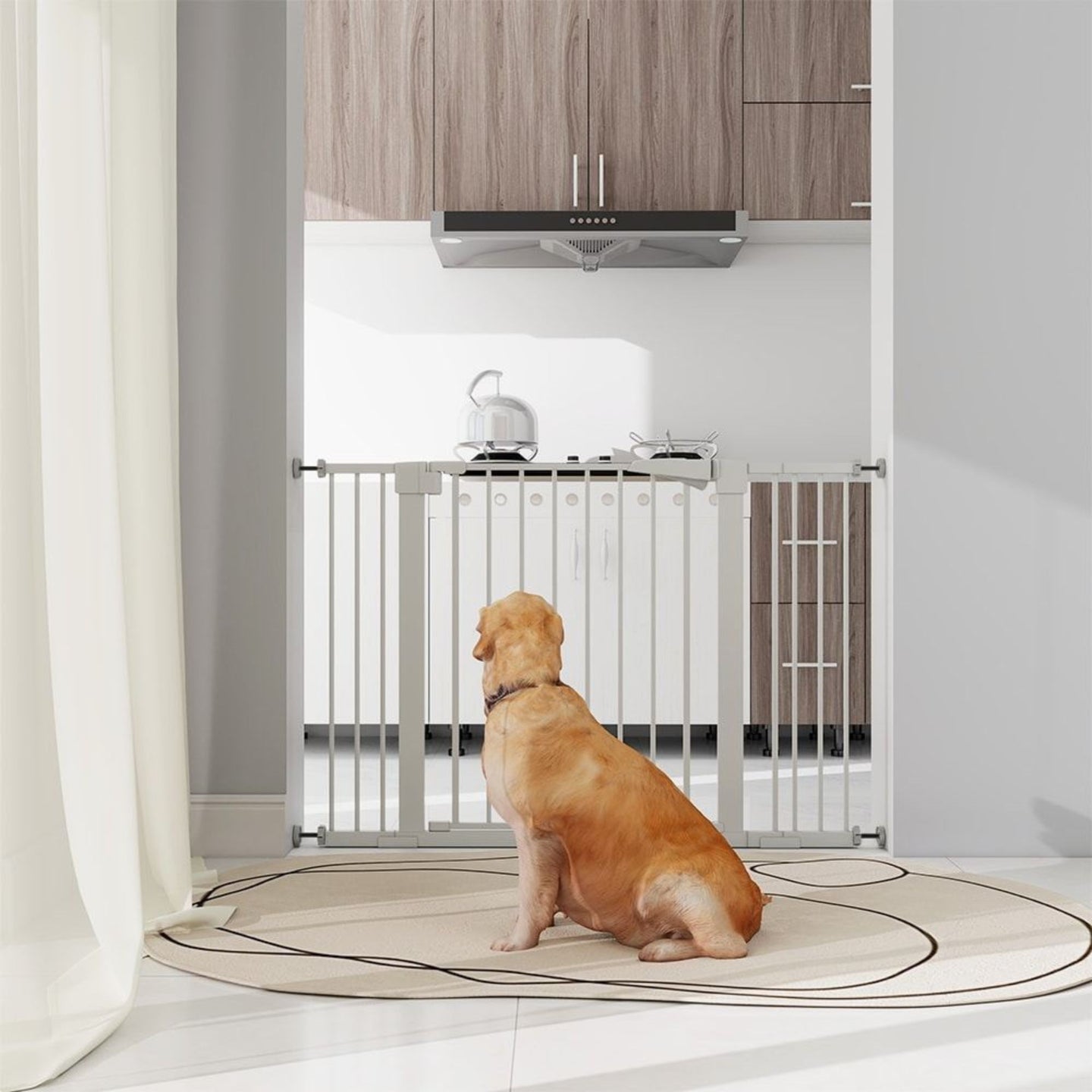 30" Extra Tall Baby Gate with Extensions (7/14/14cm) – No-Drill Pet & Child Safety Barrier
