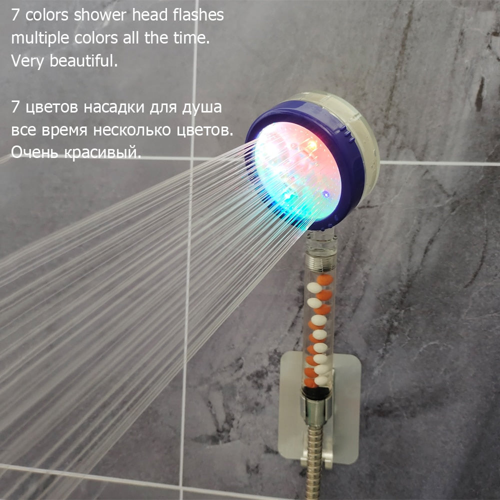 Bathroom 3/7 Color Changing LED Shower Head Temperature Sensor