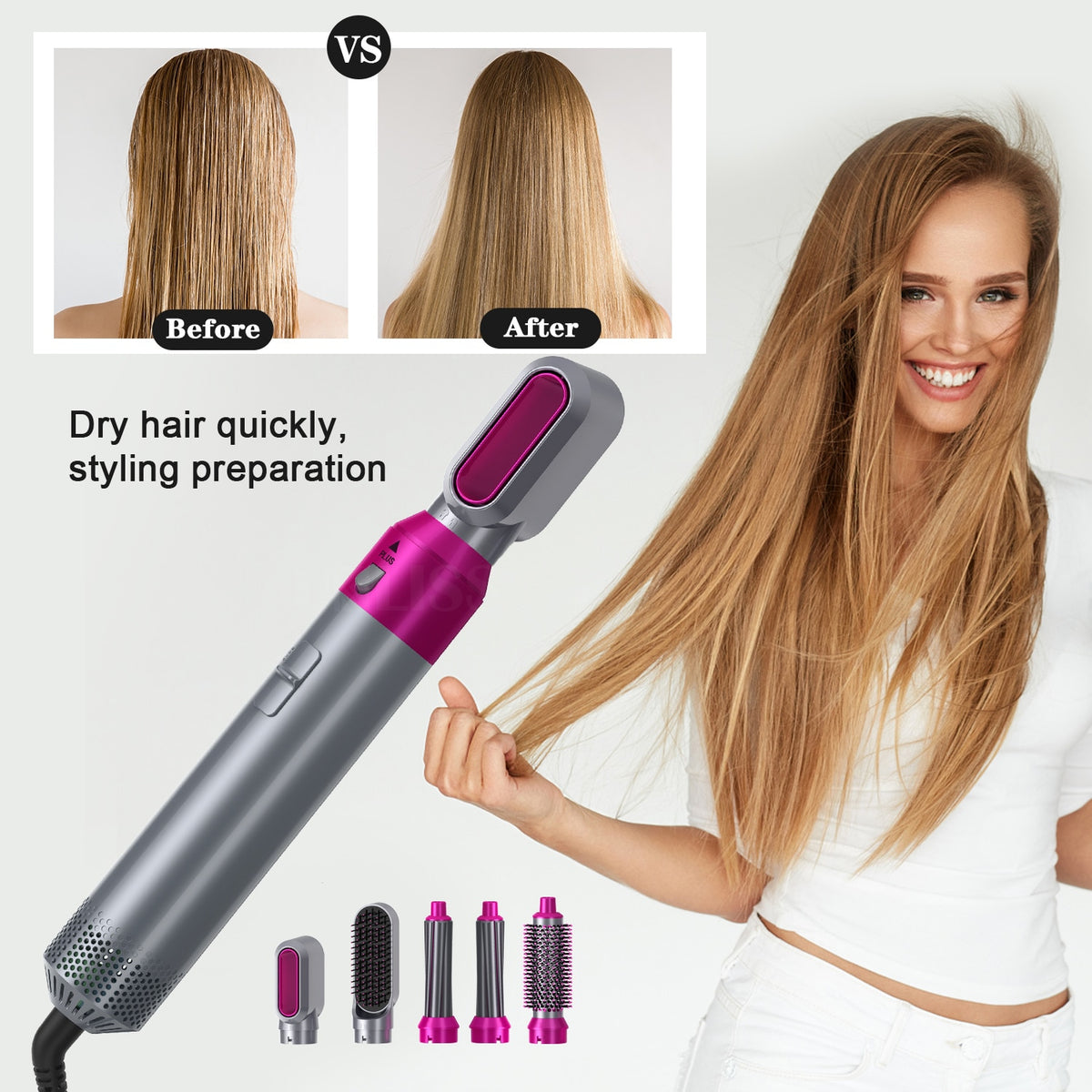 Multi Functional 5 In1 Hair Dryer Comb and Hair Straightener