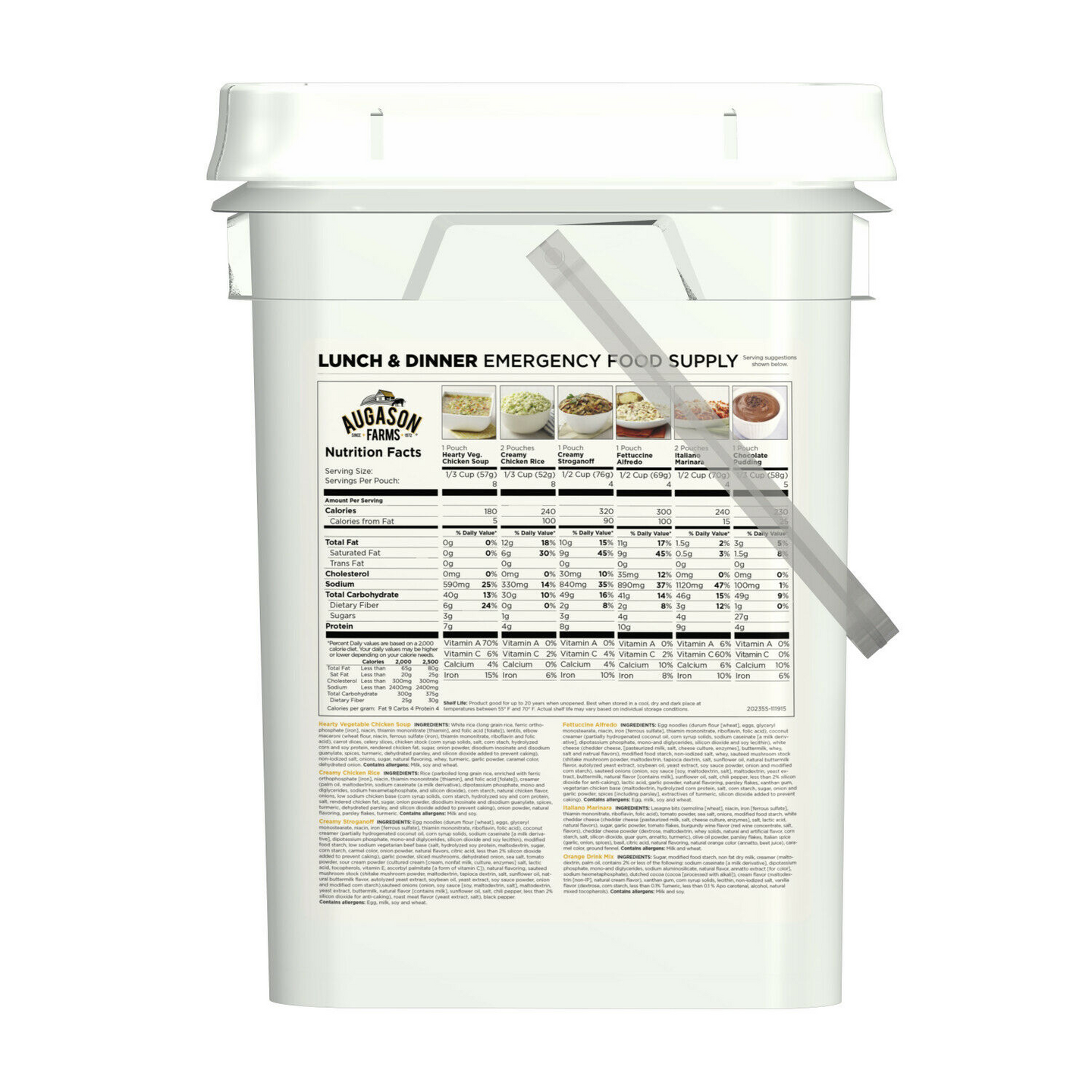 92 Servings Emergency Food Supply Survival Storage Pail Kit - Great Food for Unexpected Emergencies